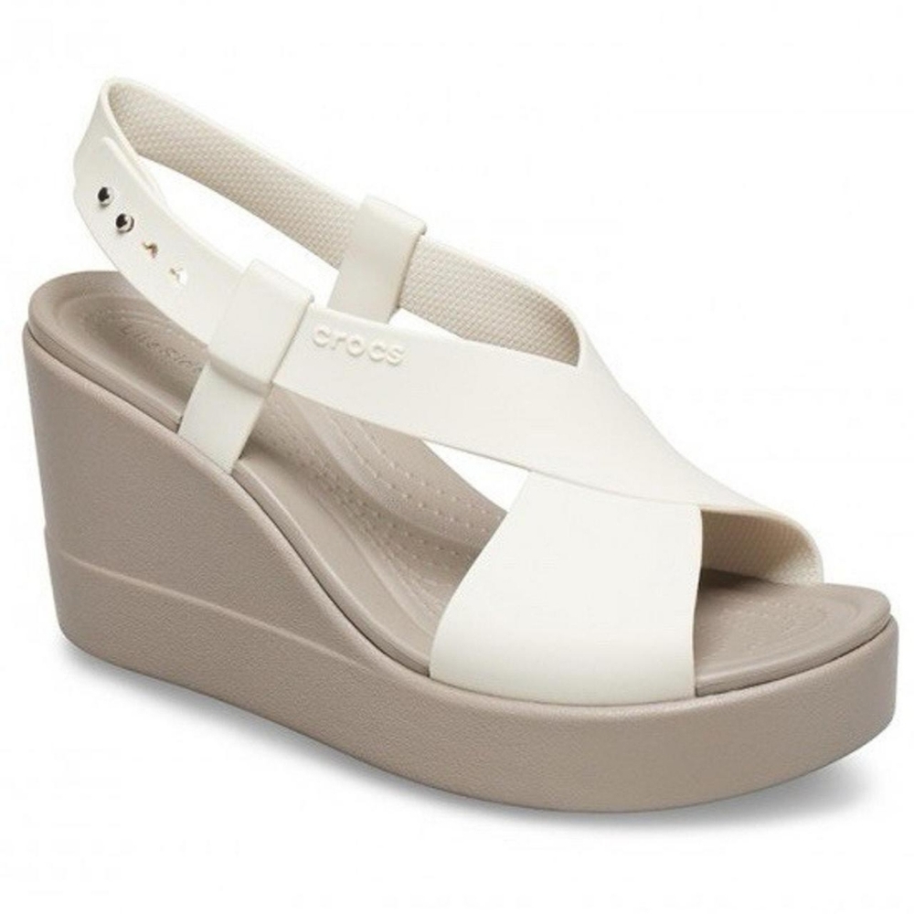 Crocs Women's Cream and Tan Ankle Strap Sandals